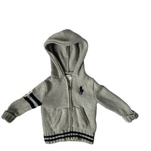 Ralph Lauren Gray & Blue Baby Zip Up Hoodie Size 9M